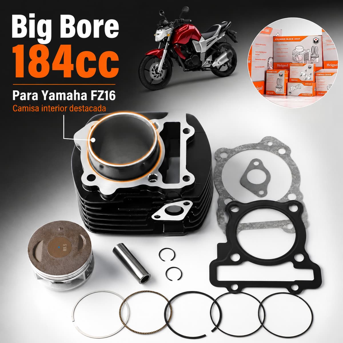 Cilindro racing Big Bore 184cc para Yamaha FZ16/SZ16
