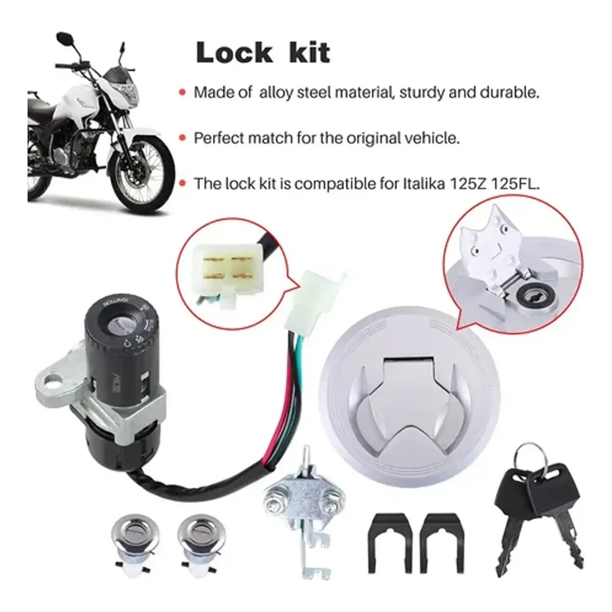 Kit de cerraduras completo para Italika 125Z 3